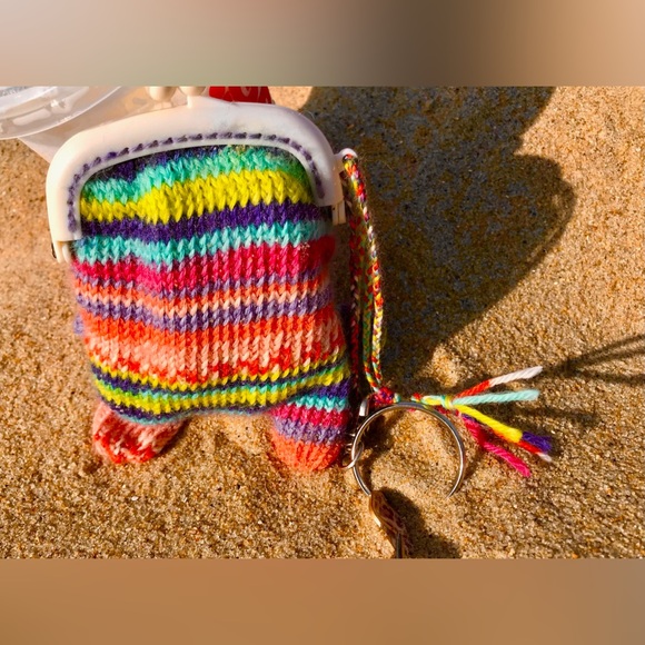 Handmade Knit Little Monster Googly Eye Snap Coin Purse Wallet OOAK - Picture 5 of 13